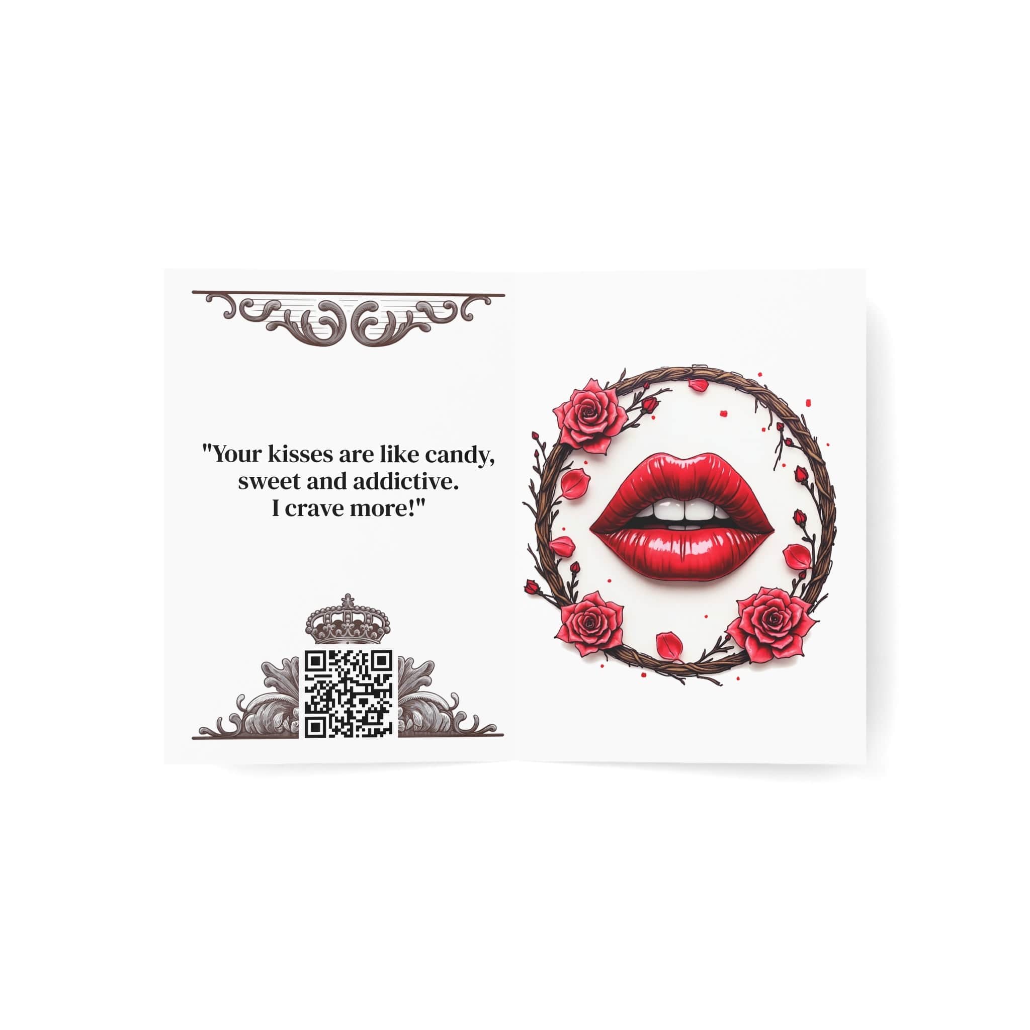 Printify Paper products Greeting Cards - Sugar on My Lips - Love & Romance Card with QR Code Video