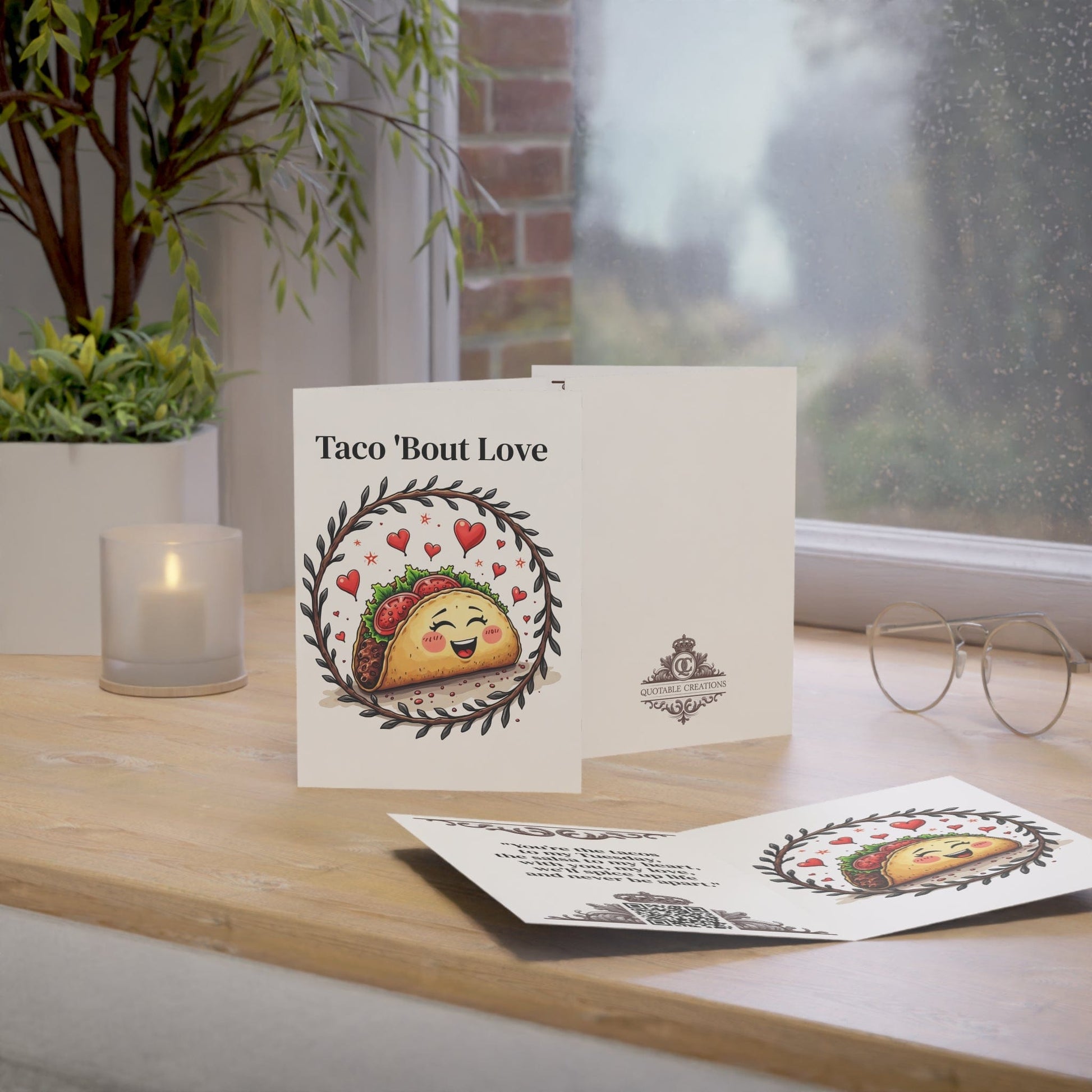 Printify Paper products Greeting Cards - Taco 'Bout Love - Love & Fun Card with QR Code Video