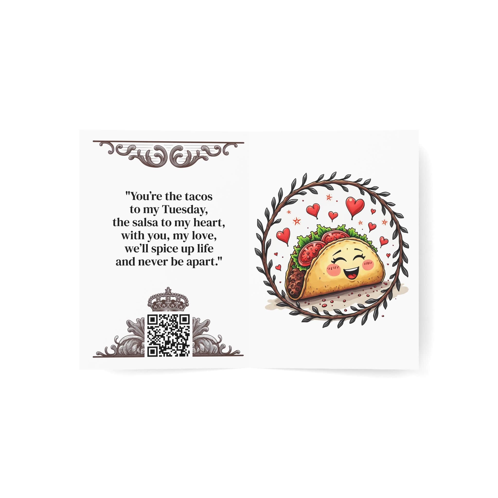 Printify Paper products Greeting Cards - Taco 'Bout Love - Love & Fun Card with QR Code Video