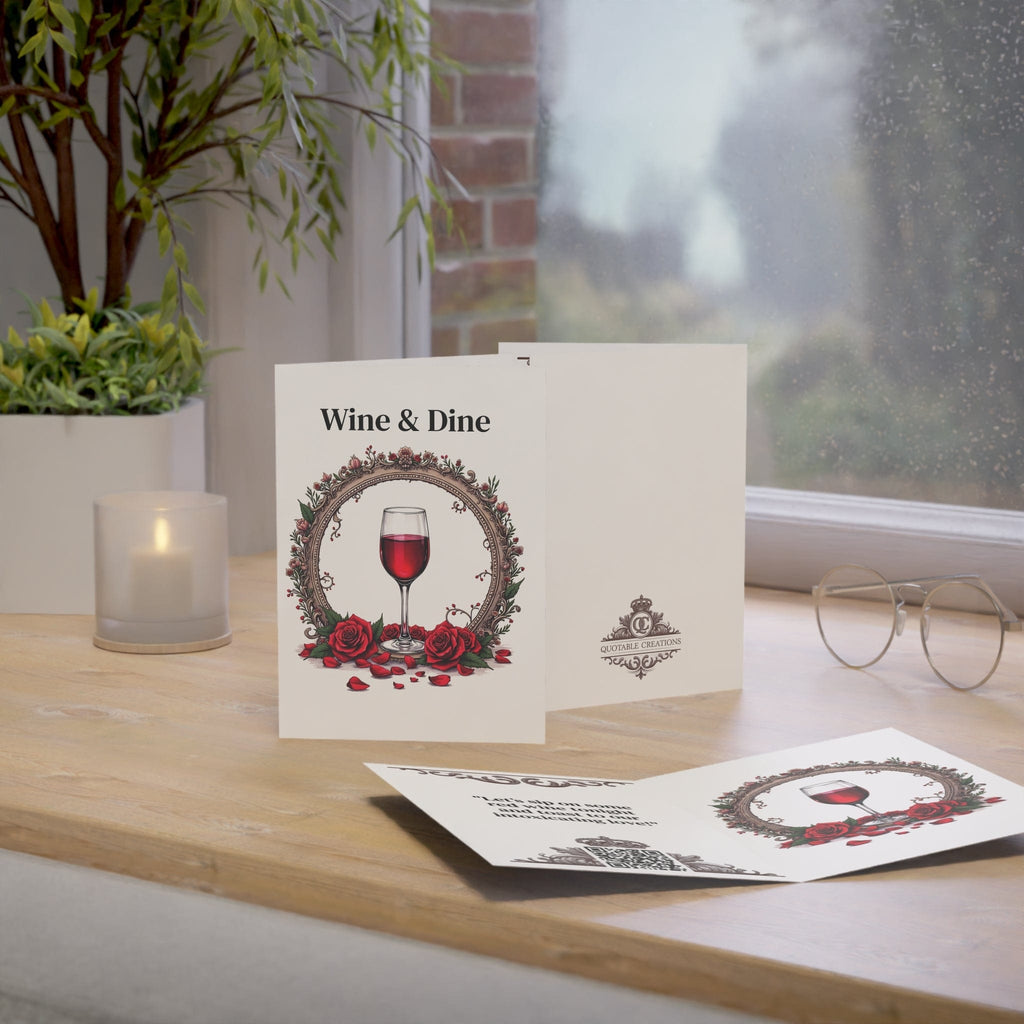 Printify Paper products Greeting Cards - Wine & Dine - Love & Romance Card with QR Code Video