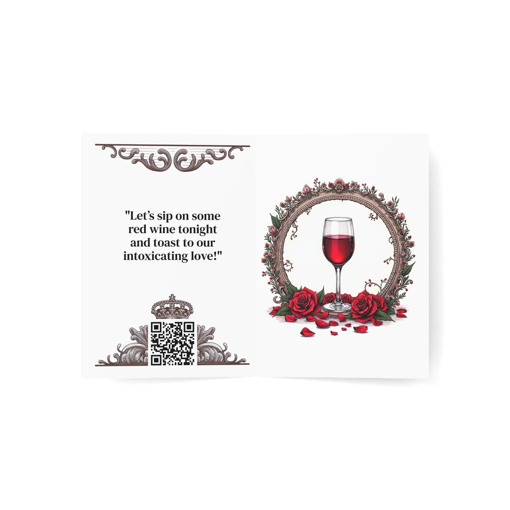 Printify Paper products Greeting Cards - Wine & Dine - Love & Romance Card with QR Code Video