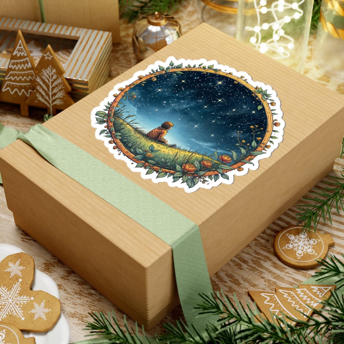 Printify Paper products Keep Your Eyes on the Skies - UFO & Cosmic Kiss-Cut Stickers