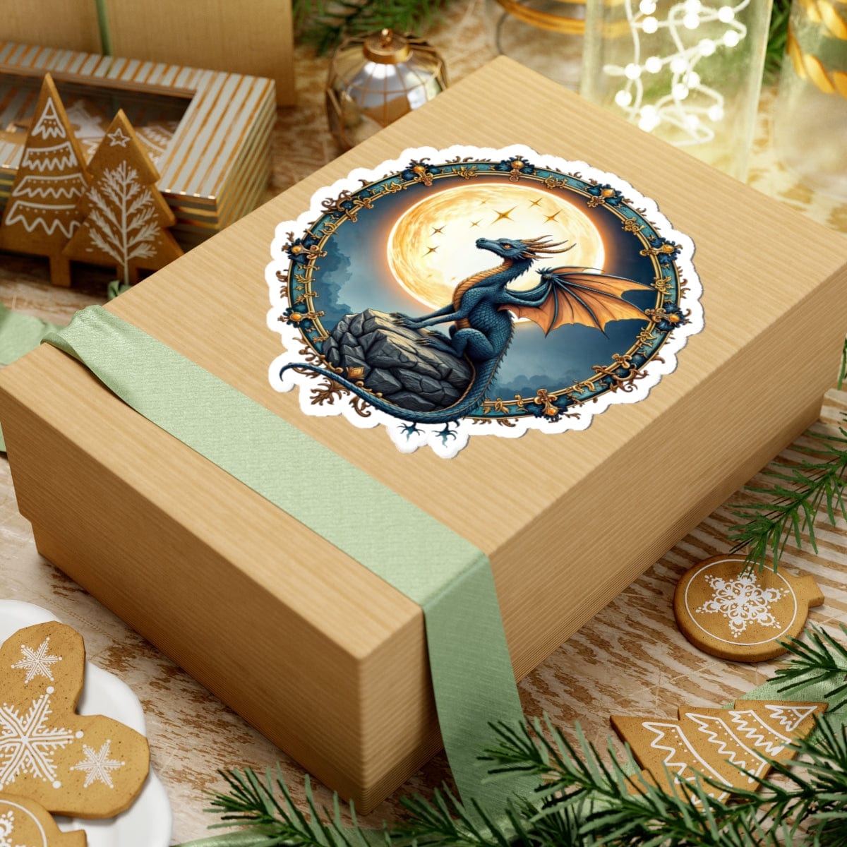 Printify Paper products Lunar Ember - Dragons & Magic Kiss-Cut Stickers