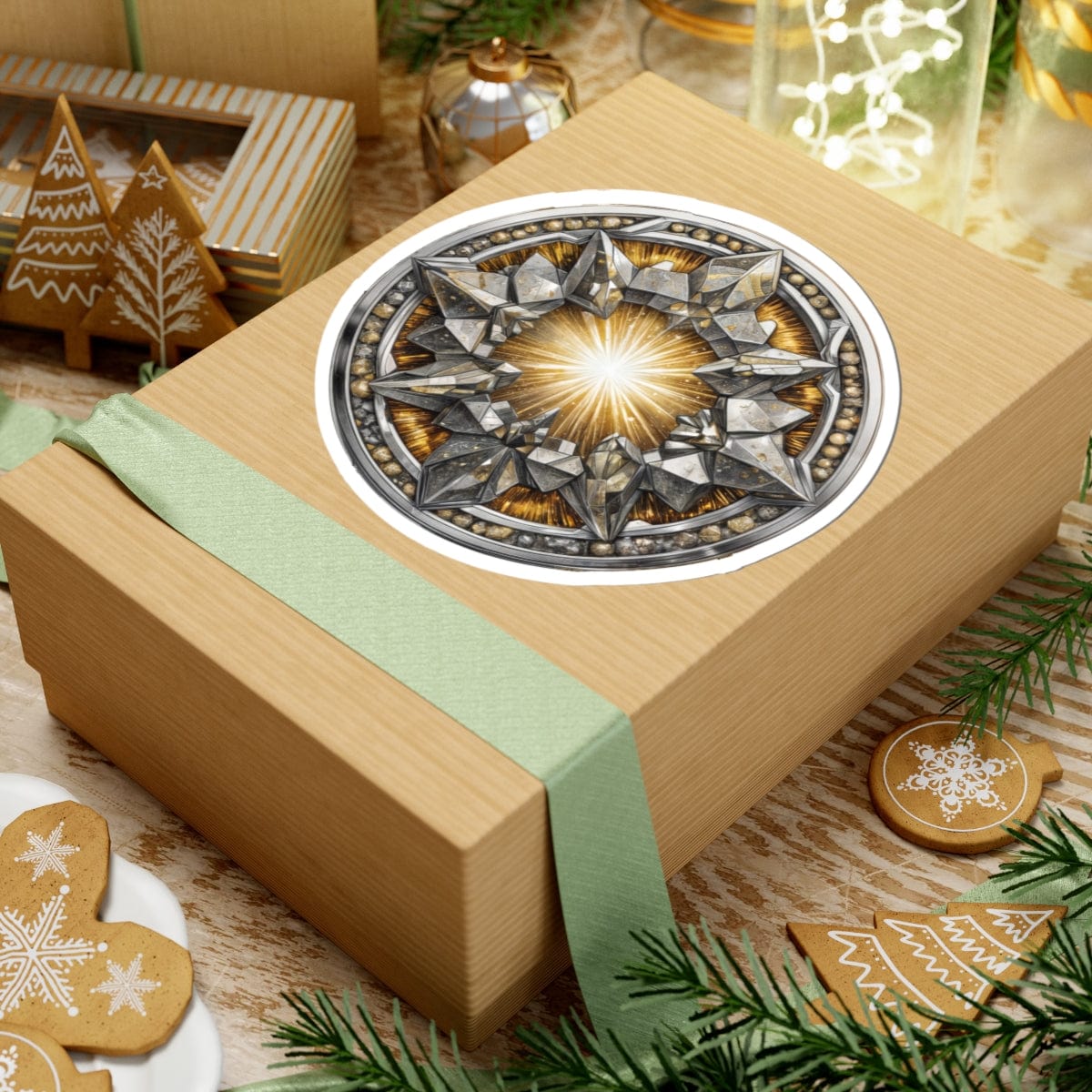 Printify Paper products Pyrite - Crystals & Gemstones Kiss-Cut Stickers