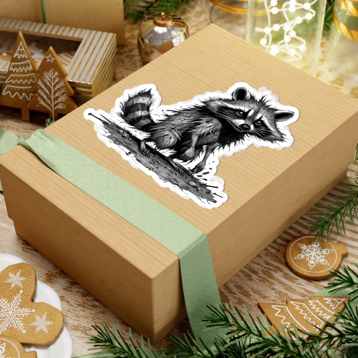 Printify Paper products Raccoon I'm Fine - Everything's Fine Kiss-Cut Stickers