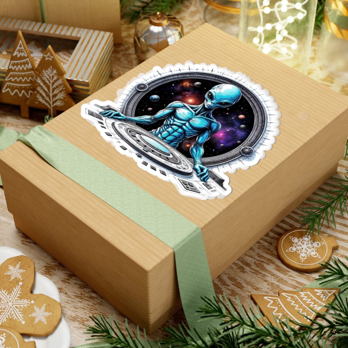 Printify Paper products Sticker - Galactic Traveler Ready for Cosmic Adventures! - Alien & Space Kiss-Cut