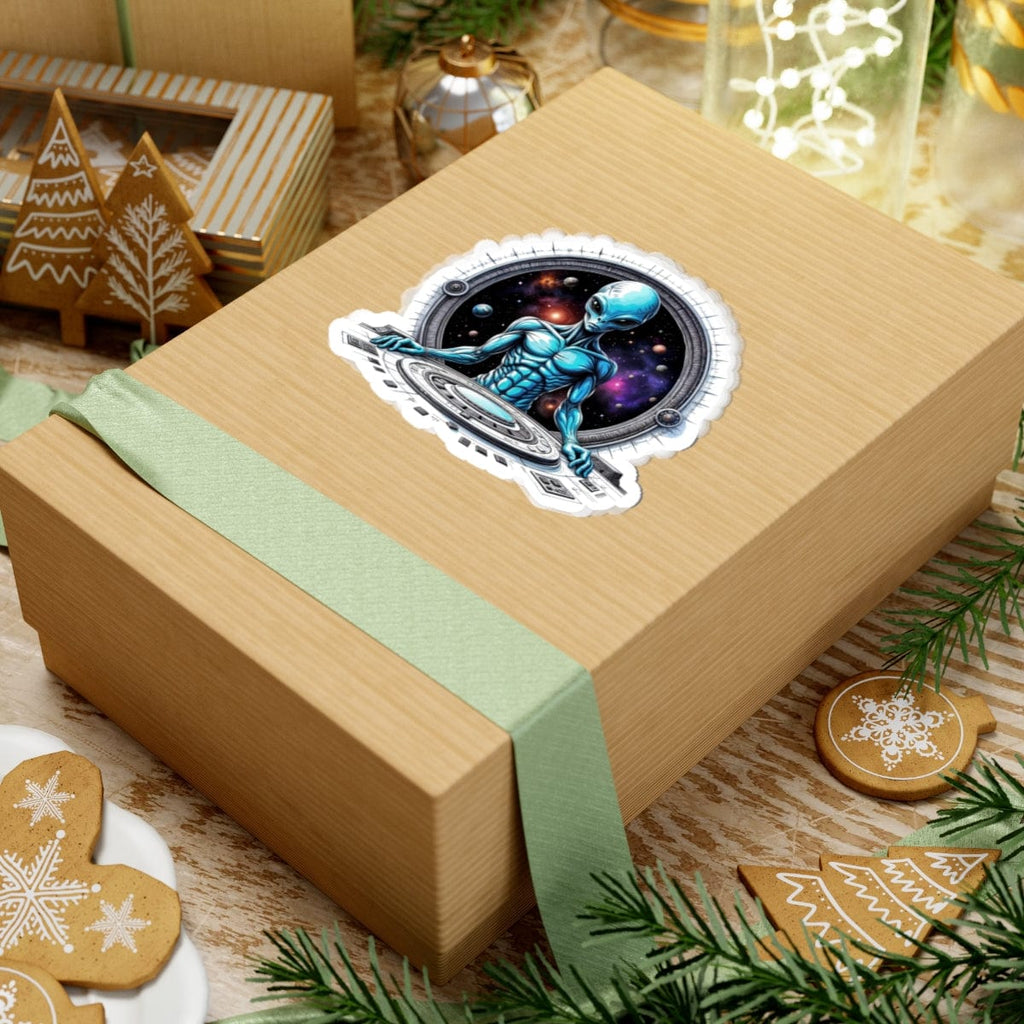 Printify Paper products Sticker - Galactic Traveler Ready for Cosmic Adventures! - Alien & Space Kiss-Cut