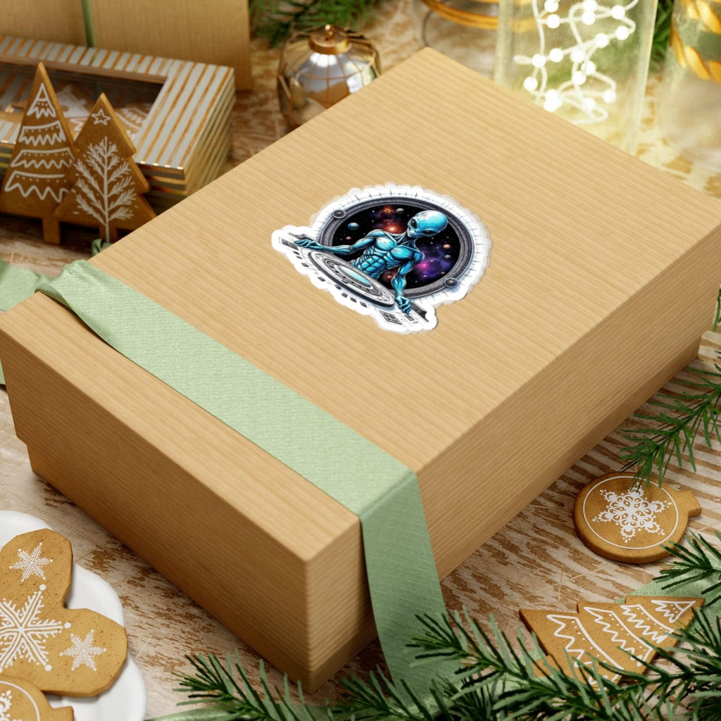 Printify Paper products Sticker - Galactic Traveler Ready for Cosmic Adventures! - Alien & Space Kiss-Cut