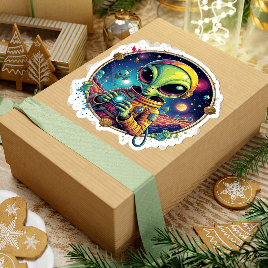 Printify Paper products Sticker - Take Me to Your Leader… After a Quick Selfie! - Alien & Space Kiss-Cut