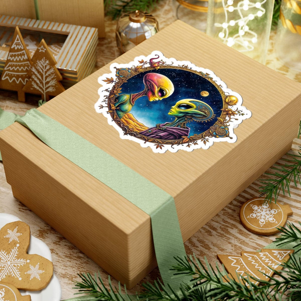 Printify Paper products Sticker - We Are Not Alone - The Party Just Got Started! - Alien & Space Kiss-Cut