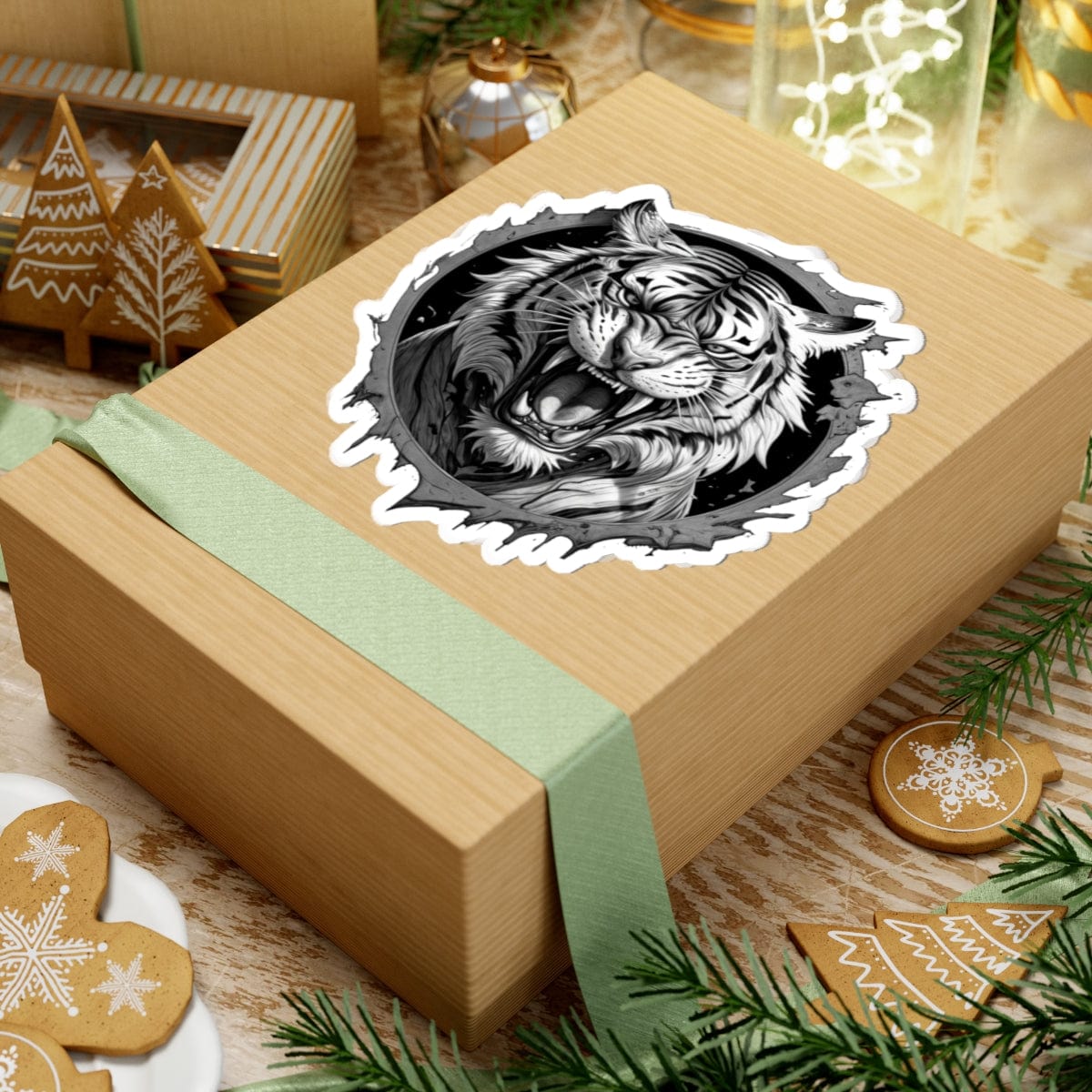 Printify Paper products Tiger Head - Wild & Fierce Kiss-Cut Stickers