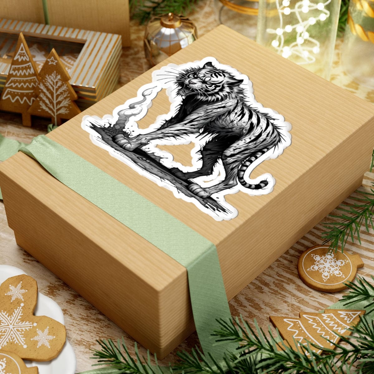 Printify Paper products Tiger I'm Fine - Everything's Fine Kiss-Cut Stickers