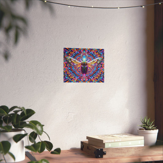 Printify Poster 10" x 8" / Matte Vibrant Bee Art Prints, Colorful Wall Decor, Psychedelic Home Art, Insect Poster, Unique Gifts for Nature Lovers, Boho Style