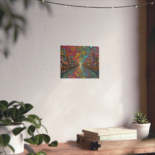Printify Poster 10" x 8" / Matte Vibrant Matte Horizontal Poster Art, Colorful Wall Decor, Dreamy Landscape Print, Psychedelic Artwork, Unique Home Decoration