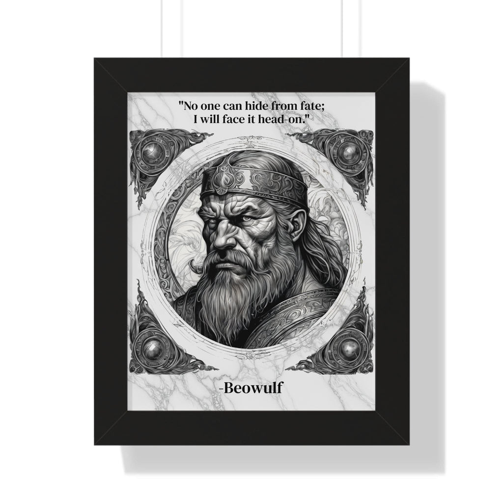 Printify Poster 11" x 14" / Black Beowulf Epic Hero Literature Framed Wall Art Inspirational Quote for Book Lovers Legendary Decor - Ideal Gift for Classic Literature Fans