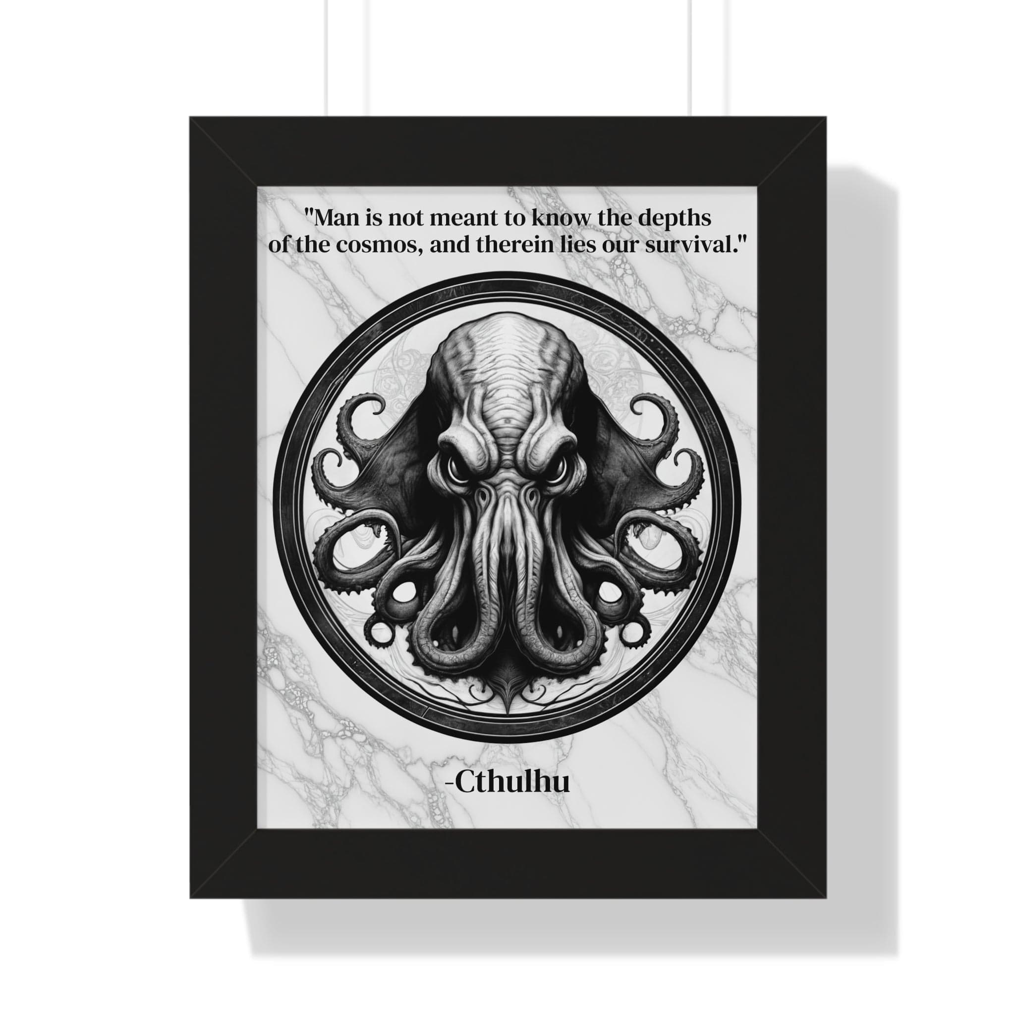 Printify Poster 11" x 14" / Black Cthulhu Lovecraft Epic Horror Mythos Framed Wall Art Inspirational Quote for Dark Fantasy Decor - Perfect Gift for Legendary Quest Fans Fan