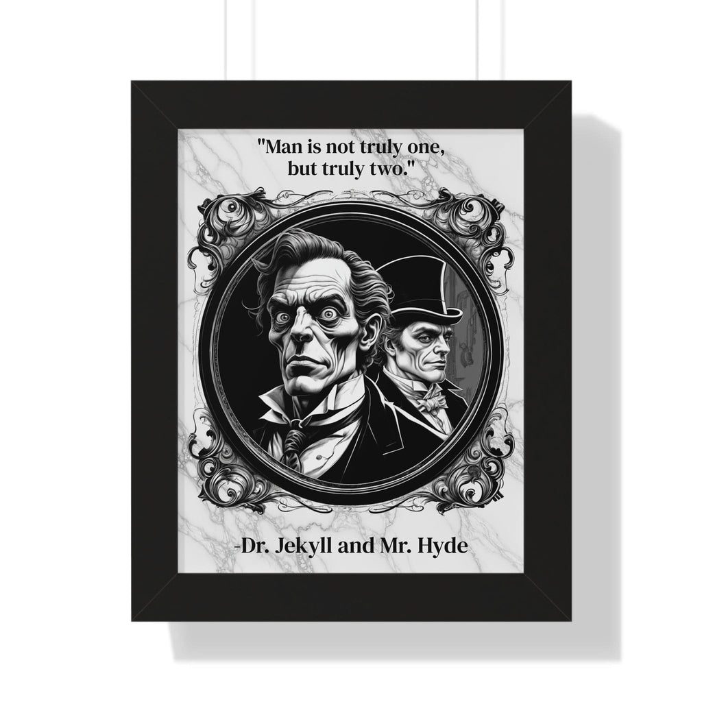 Printify Poster 11" x 14" / Black Dr. Jekyll and Mr. Hyde Inspirational Quote Gothic Decor Framed Wall Art for Home Office Gift - Duality Quote Print for Literary Enthusiasts