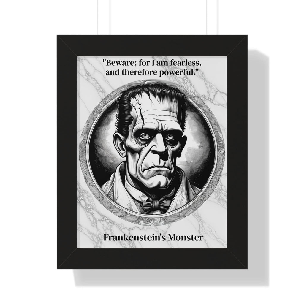 Printify Poster 11" x 14" / Black Frankensteins Monster Inspirational Quote Science Fiction Decor Framed Wall Art for Home Office Gift - Perfect Creature Quote Print for Fans