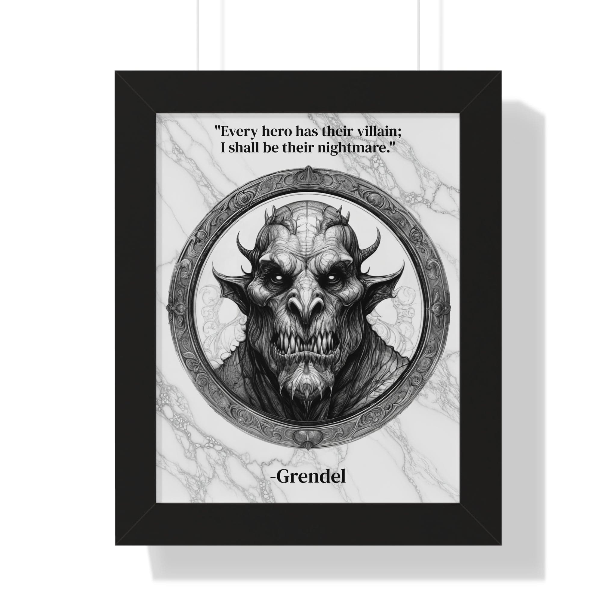 Printify Poster 11" x 14" / Black Grendel Dark Fantasy Horror Framed Wall Art Inspirational Quote for Legendary Epic Decor - Perfect Gift for Gothic Lovers Fans