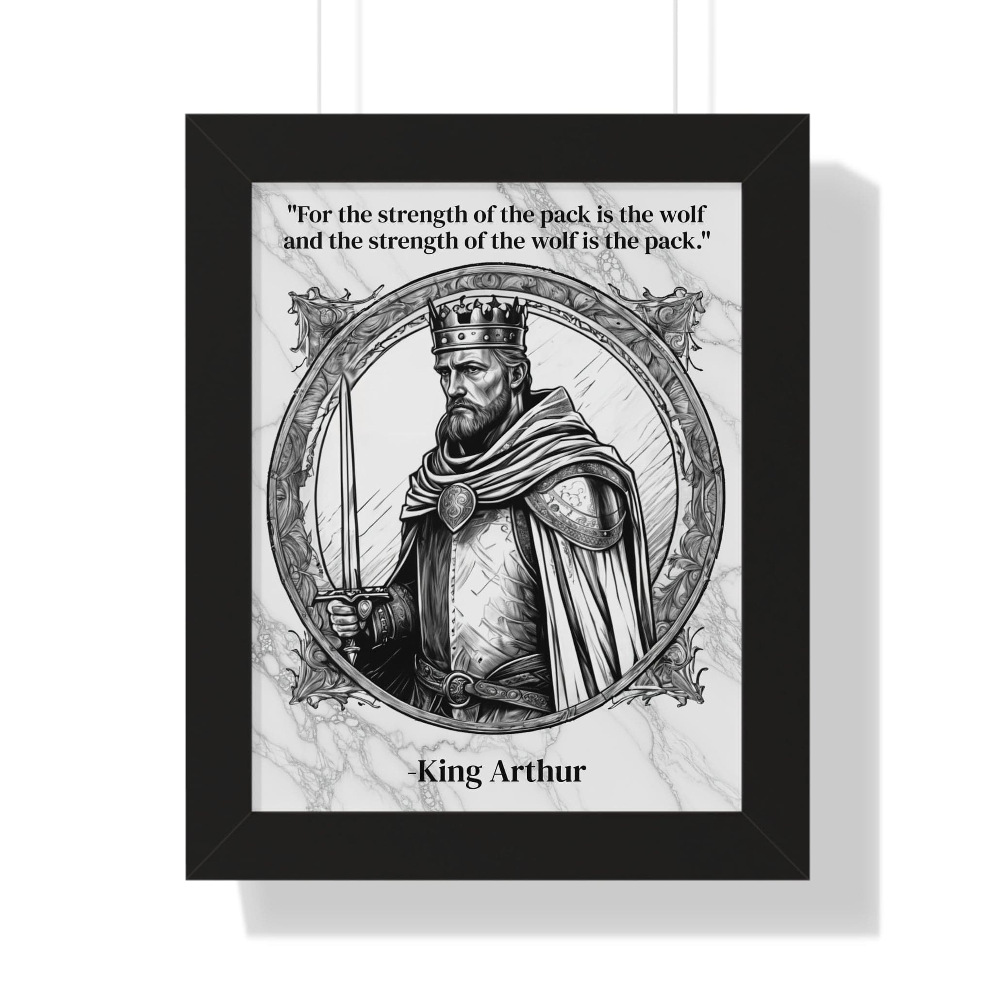 Printify Poster 11" x 14" / Black King Arthur Knights Templar Inspirational Framed Wall Art Quote for Fantasy Lovers Castle Decor - Great Gift for Medieval History Fans