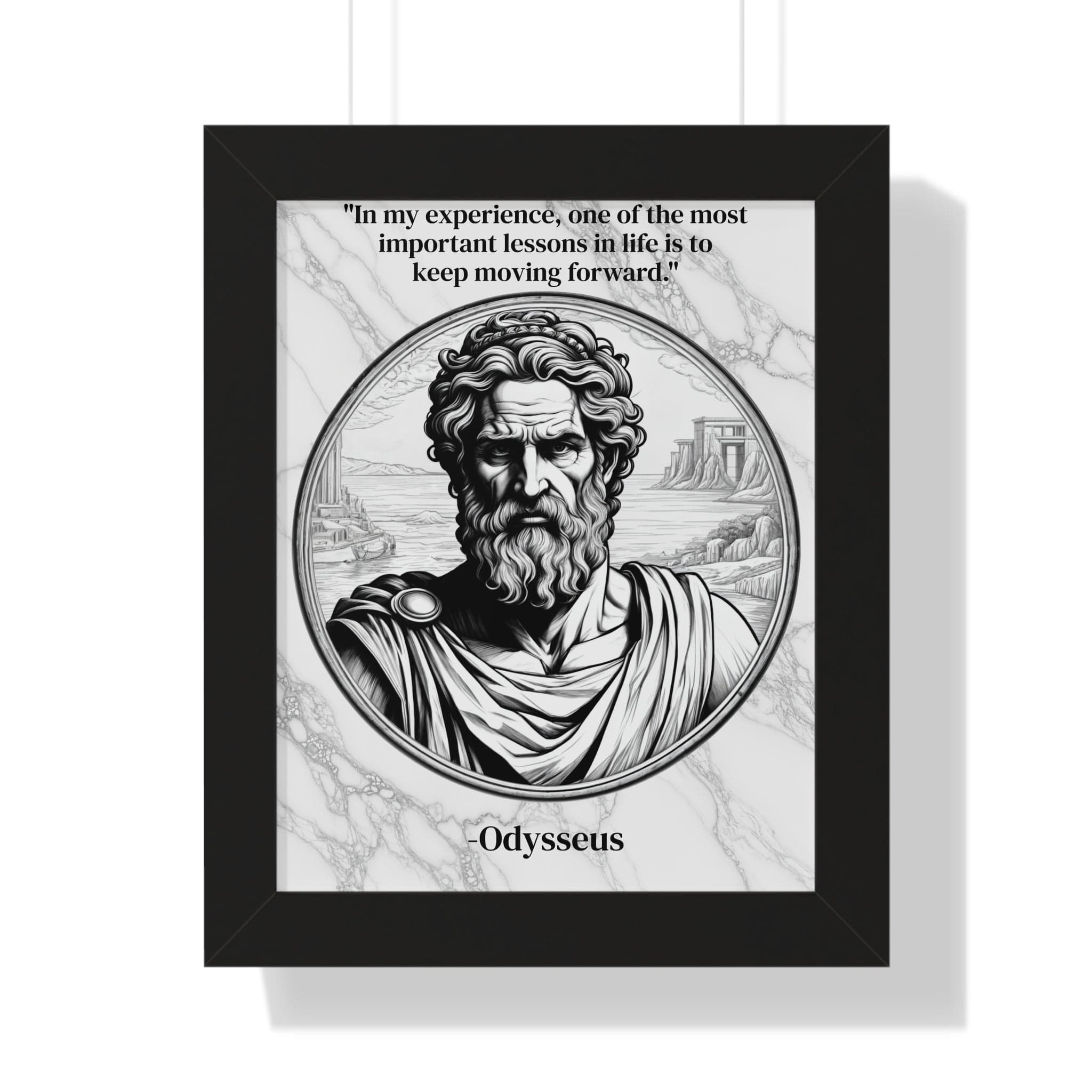 Printify Poster 11" x 14" / Black Odysseus Adventure Traveler Inspirational Framed Wall Art Quote for Literary Lovers Hero Decor - Perfect Gift for Epic Poetry Book Fans