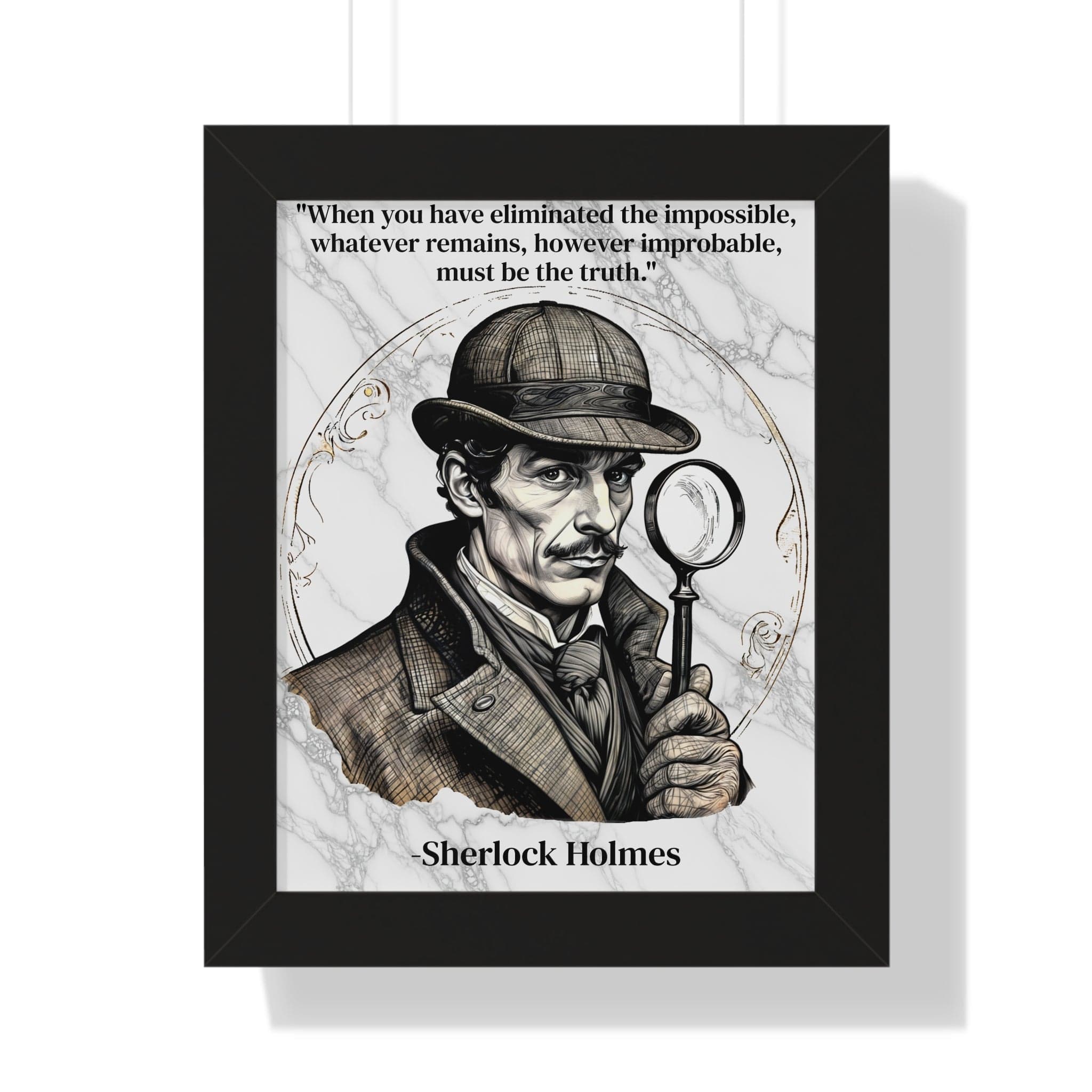 Printify Poster 11" x 14" / Black Sherlock Holmes Inspirational Quote Mystery Lover Decor Framed Wall Art for Home Office Gift - Perfect Detective Quote Print for Fans