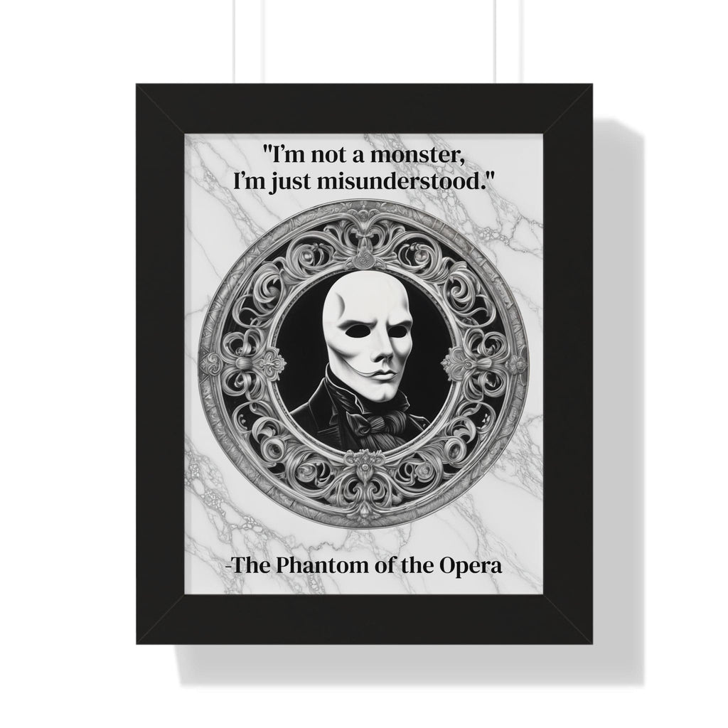 Printify Poster 11" x 14" / Black The Phantom of the Opera Inspirational Quote Art Decor Framed Wall Art for Home Office Gift - Perfect Quote Print for Music and Mystery Fans