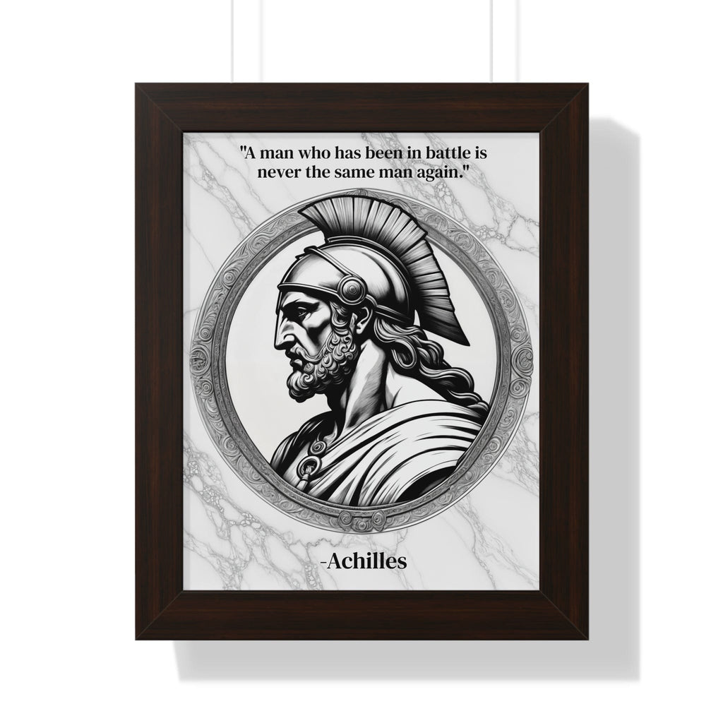 Printify Poster 11" x 14" / Walnut Achilles Greek Mythology Motivational Framed Wall Art Quote for Home Office Decor - Unique Gift for Warrior Spirit Inspirational Fans
