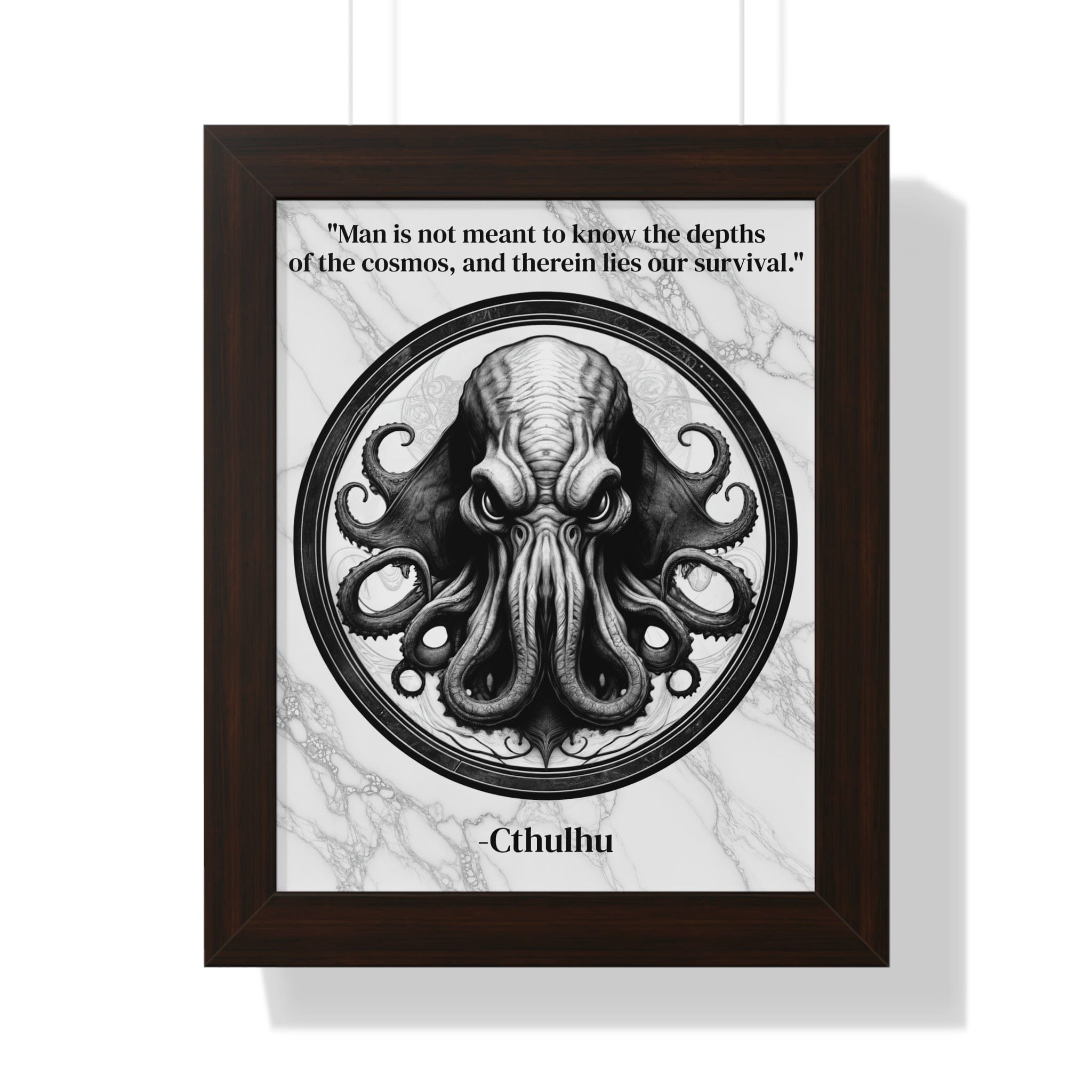Printify Poster 11" x 14" / Walnut Cthulhu Lovecraft Epic Horror Mythos Framed Wall Art Inspirational Quote for Dark Fantasy Decor - Perfect Gift for Legendary Quest Fans Fan
