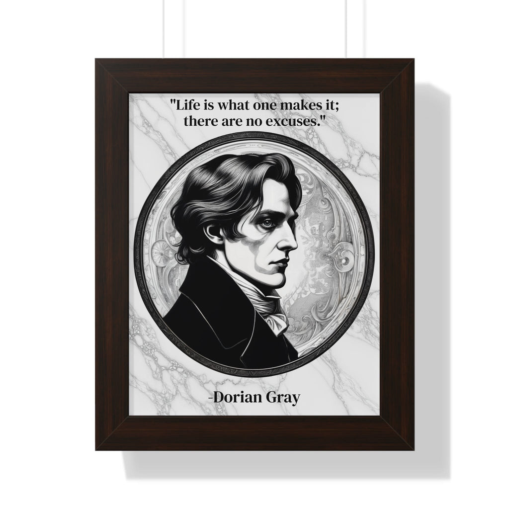 Printify Poster 11" x 14" / Walnut Dorian Gray Inspirational Quote Aesthetic Decor Framed Wall Art for Home Office Gift - Ideal Self-Reflection Quote Print Oscar Wilde Fans