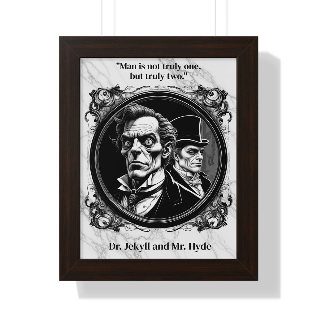 Printify Poster 11" x 14" / Walnut Dr. Jekyll and Mr. Hyde Inspirational Quote Gothic Decor Framed Wall Art for Home Office Gift - Duality Quote Print for Literary Enthusiasts