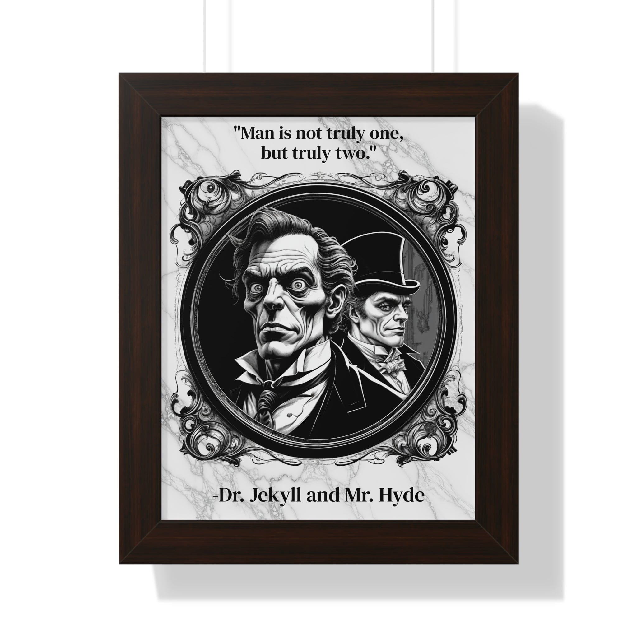 Printify Poster 11" x 14" / Walnut Dr. Jekyll and Mr. Hyde Inspirational Quote Gothic Decor Framed Wall Art for Home Office Gift - Duality Quote Print for Literary Enthusiasts