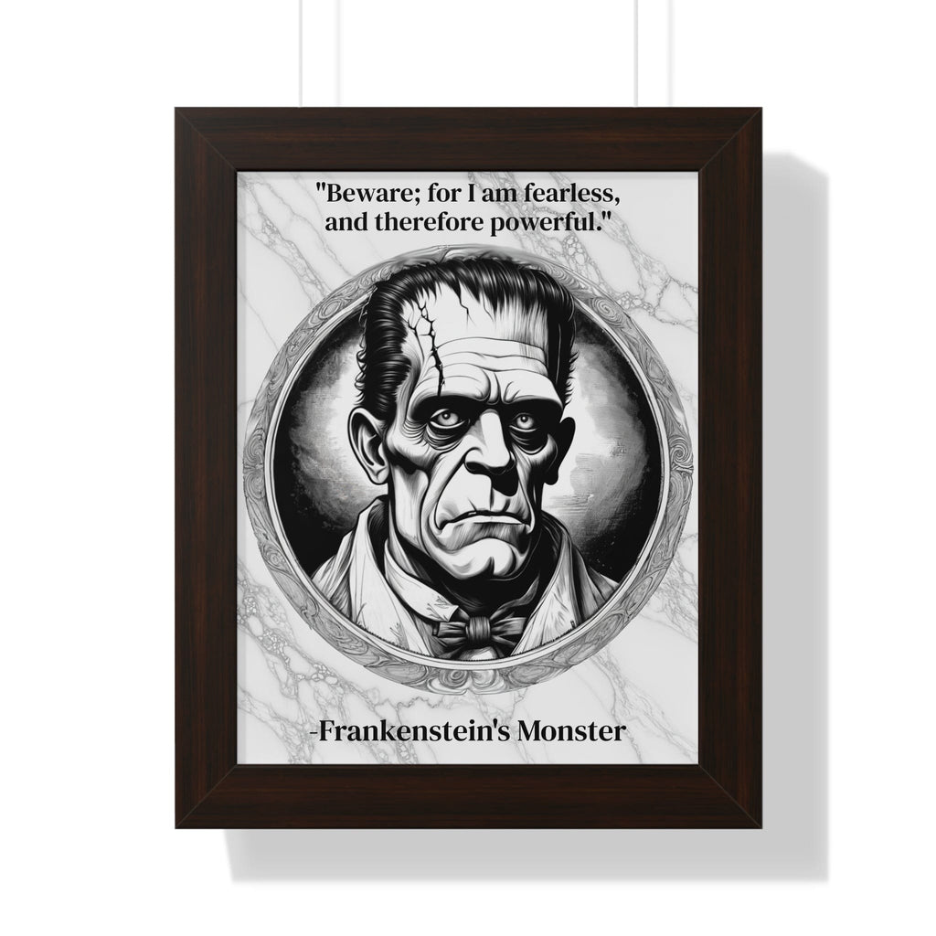 Printify Poster 11" x 14" / Walnut Frankensteins Monster Inspirational Quote Science Fiction Decor Framed Wall Art for Home Office Gift - Perfect Creature Quote Print for Fans