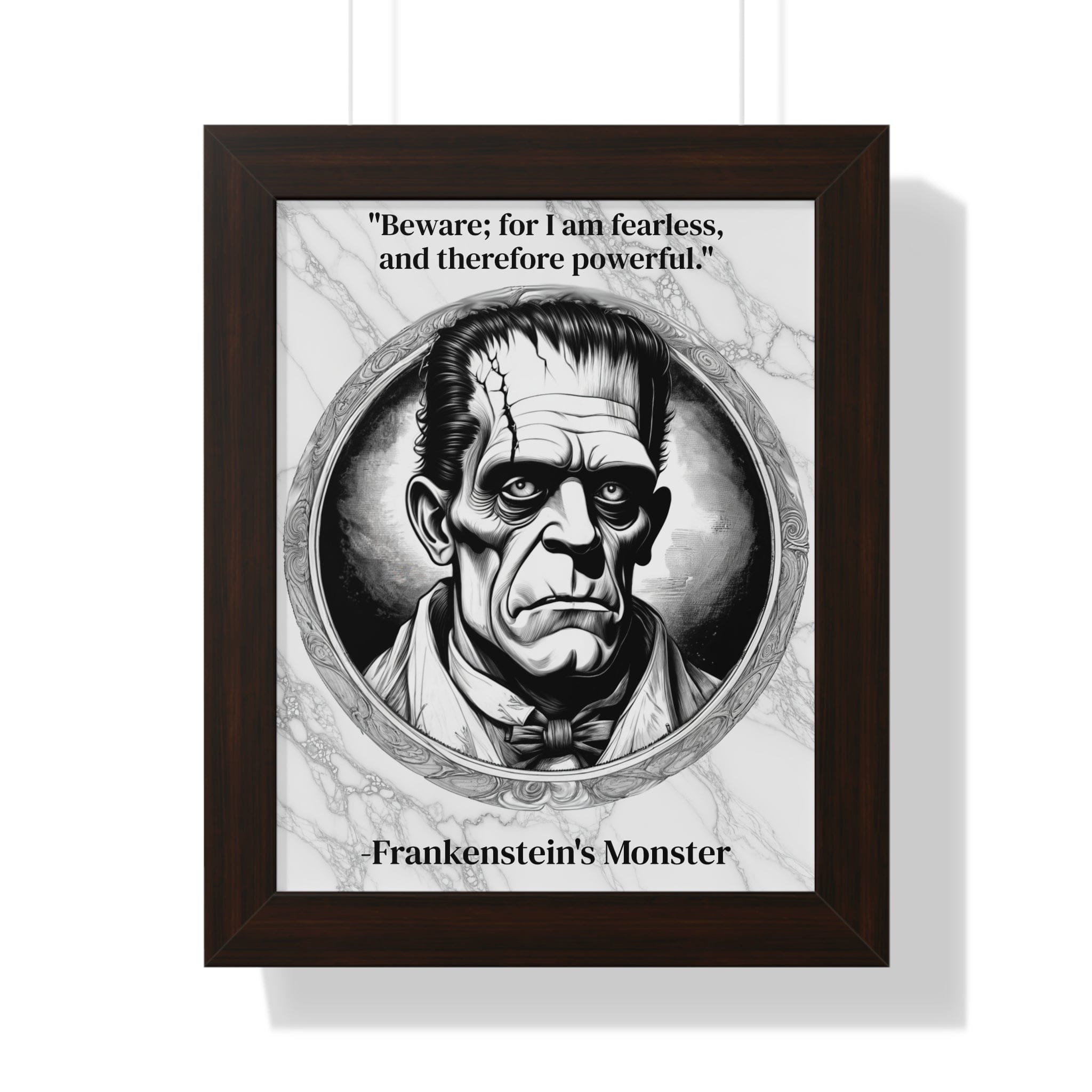 Printify Poster 11" x 14" / Walnut Frankensteins Monster Inspirational Quote Science Fiction Decor Framed Wall Art for Home Office Gift - Perfect Creature Quote Print for Fans