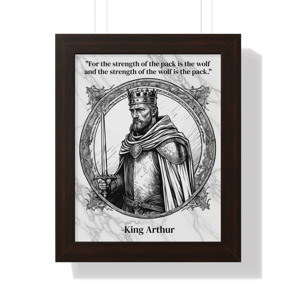 Printify Poster 11" x 14" / Walnut King Arthur Knights Templar Inspirational Framed Wall Art Quote for Fantasy Lovers Castle Decor - Great Gift for Medieval History Fans