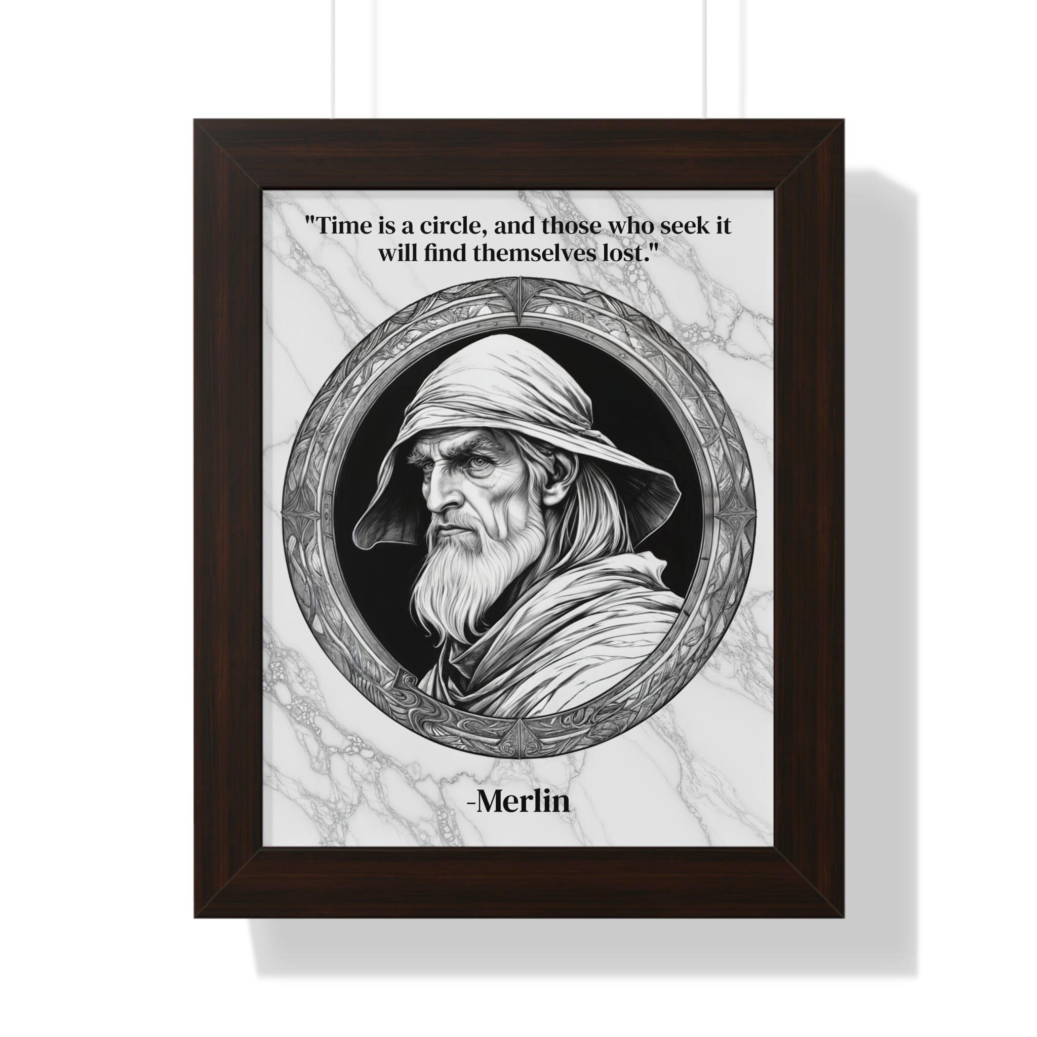 Printify Poster 11" x 14" / Walnut Merlin Magic Wizard Spells Framed Wall Art Inspirational Quote for Fantasy Readers Decor - Perfect Gift for Enchanted Castle Home Lovers Fan
