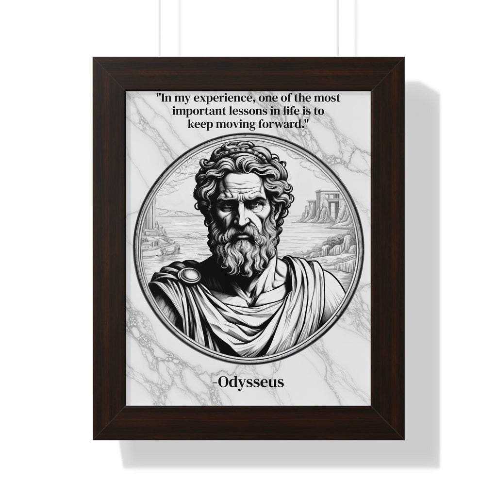 Printify Poster 11" x 14" / Walnut Odysseus Adventure Traveler Inspirational Framed Wall Art Quote for Literary Lovers Hero Decor - Perfect Gift for Epic Poetry Book Fans