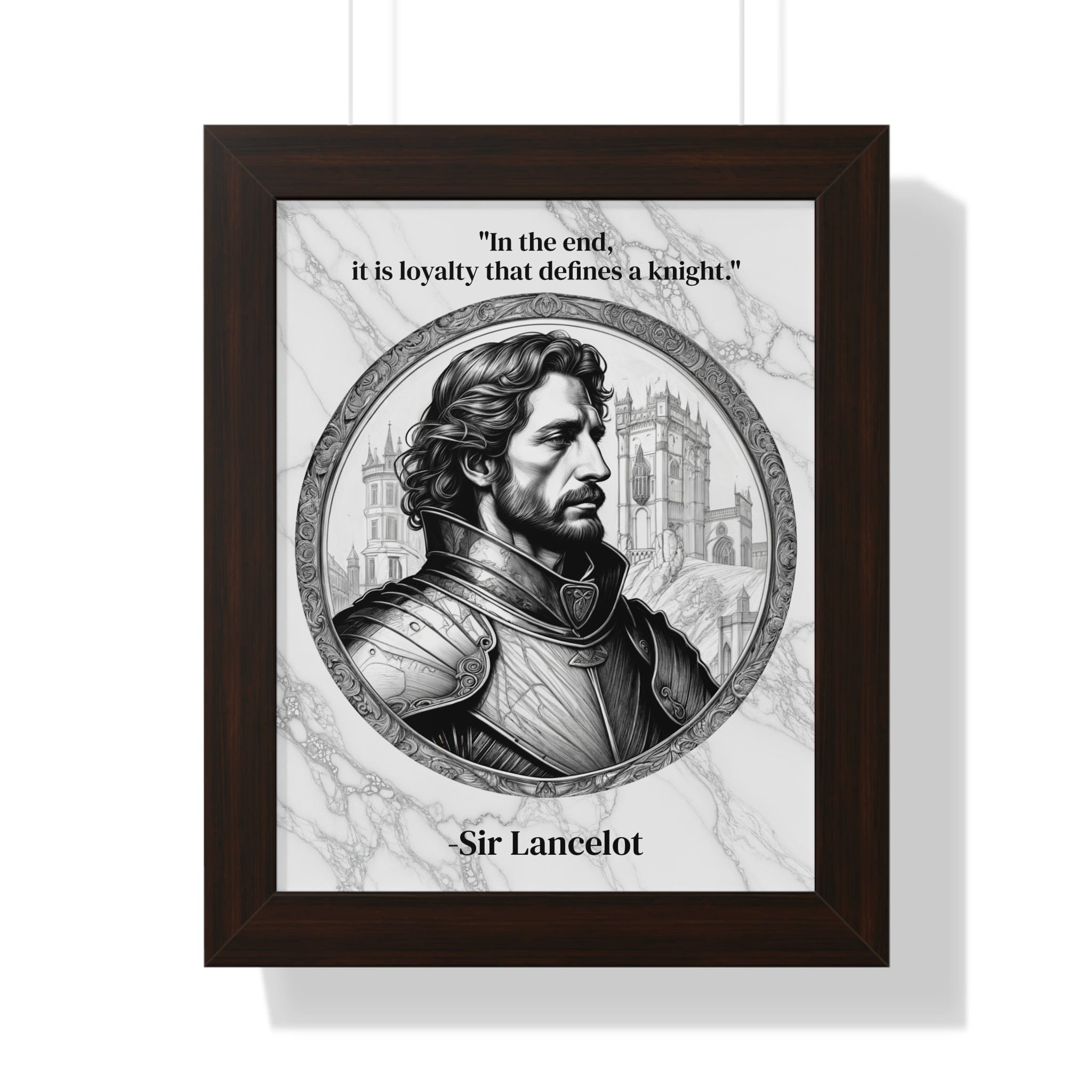 Printify Poster 11" x 14" / Walnut Sir Lancelot Chivalry Code Knights Honor Framed Wall Art Inspirational Quote for Knights Templar Decor - Unique Gift for History Lovers Fans