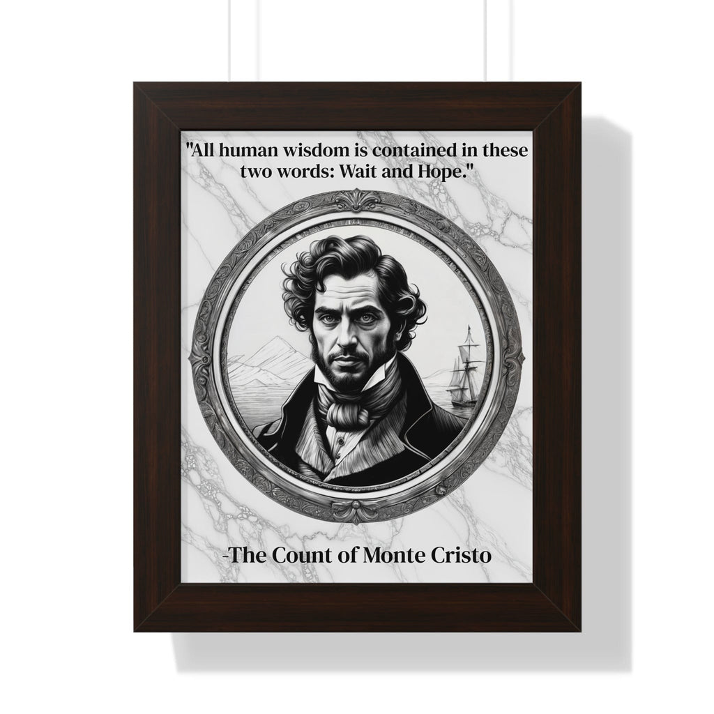 Printify Poster 11" x 14" / Walnut The Count of Monte Cristo Inspirational Quote Decor Framed Wall Art for Home Office Gift - Revenge Quote Print for Classic Literature Lovers