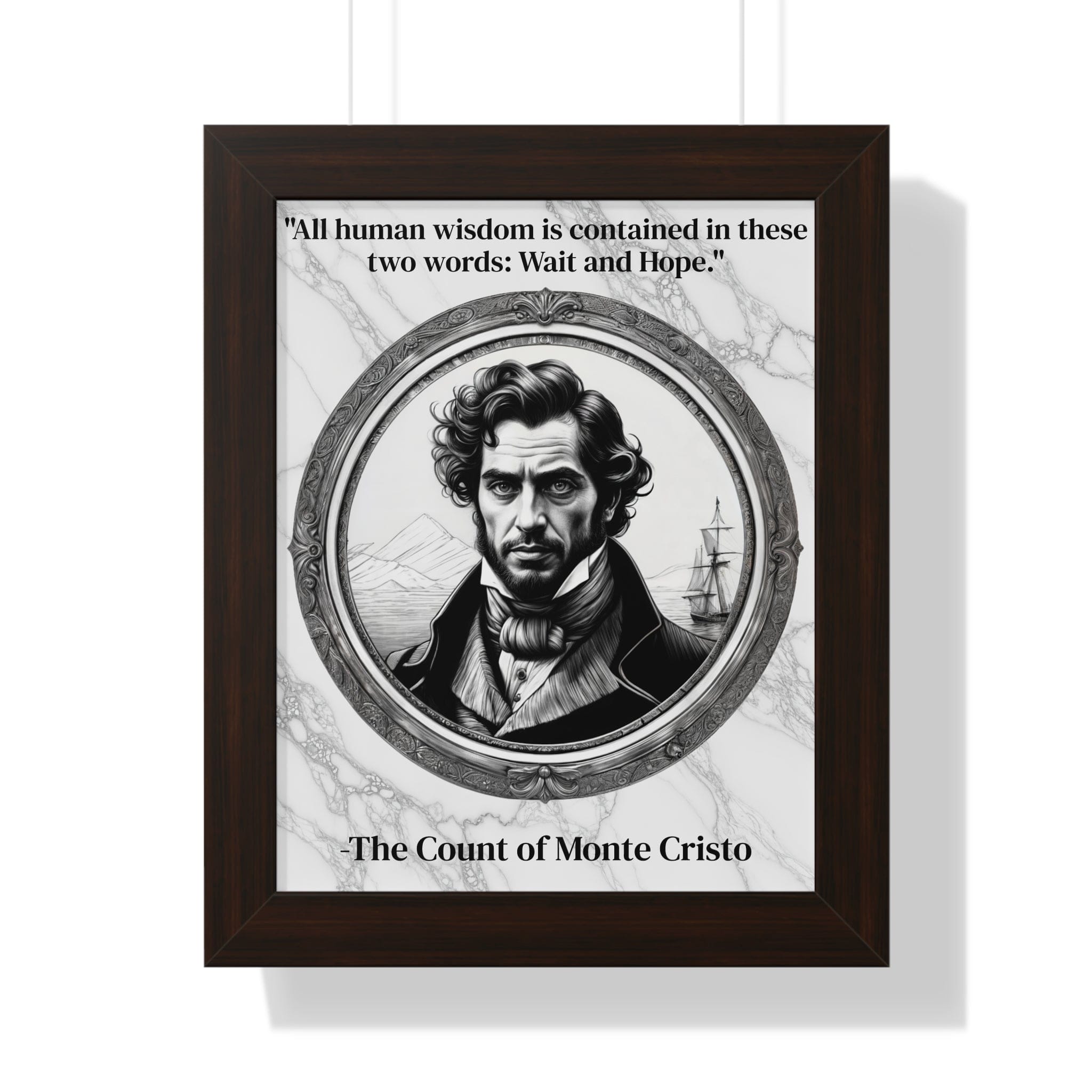 Printify Poster 11" x 14" / Walnut The Count of Monte Cristo Inspirational Quote Decor Framed Wall Art for Home Office Gift - Revenge Quote Print for Classic Literature Lovers