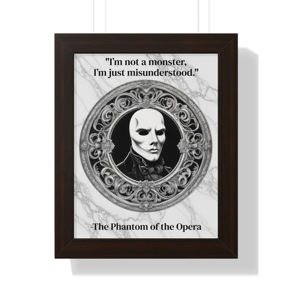 Printify Poster 11" x 14" / Walnut The Phantom of the Opera Inspirational Quote Art Decor Framed Wall Art for Home Office Gift - Perfect Quote Print for Music and Mystery Fans