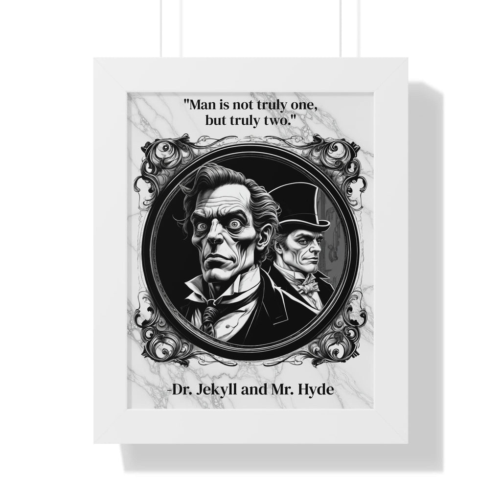 Printify Poster 11" x 14" / White Dr. Jekyll and Mr. Hyde Inspirational Quote Gothic Decor Framed Wall Art for Home Office Gift - Duality Quote Print for Literary Enthusiasts