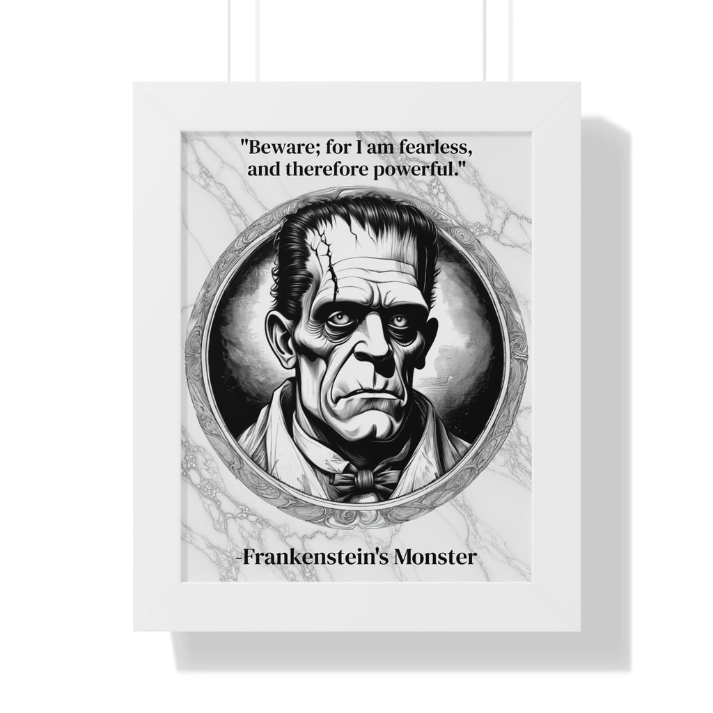 Printify Poster 11" x 14" / White Frankensteins Monster Inspirational Quote Science Fiction Decor Framed Wall Art for Home Office Gift - Perfect Creature Quote Print for Fans