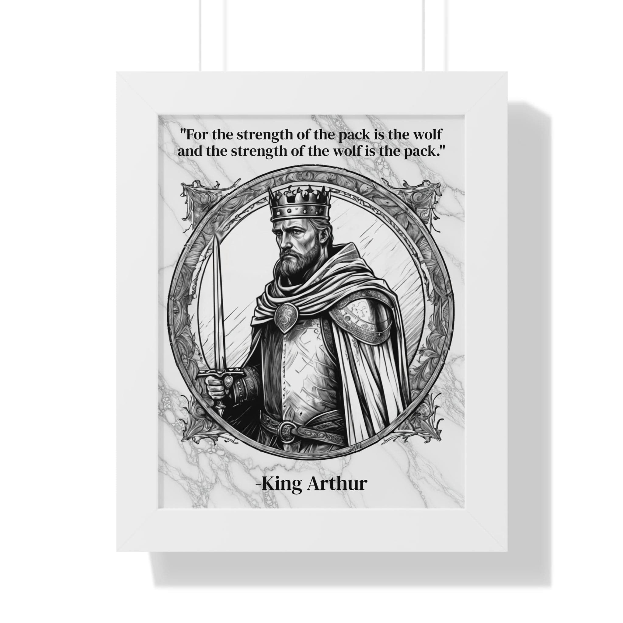 Printify Poster 11" x 14" / White King Arthur Knights Templar Inspirational Framed Wall Art Quote for Fantasy Lovers Castle Decor - Great Gift for Medieval History Fans