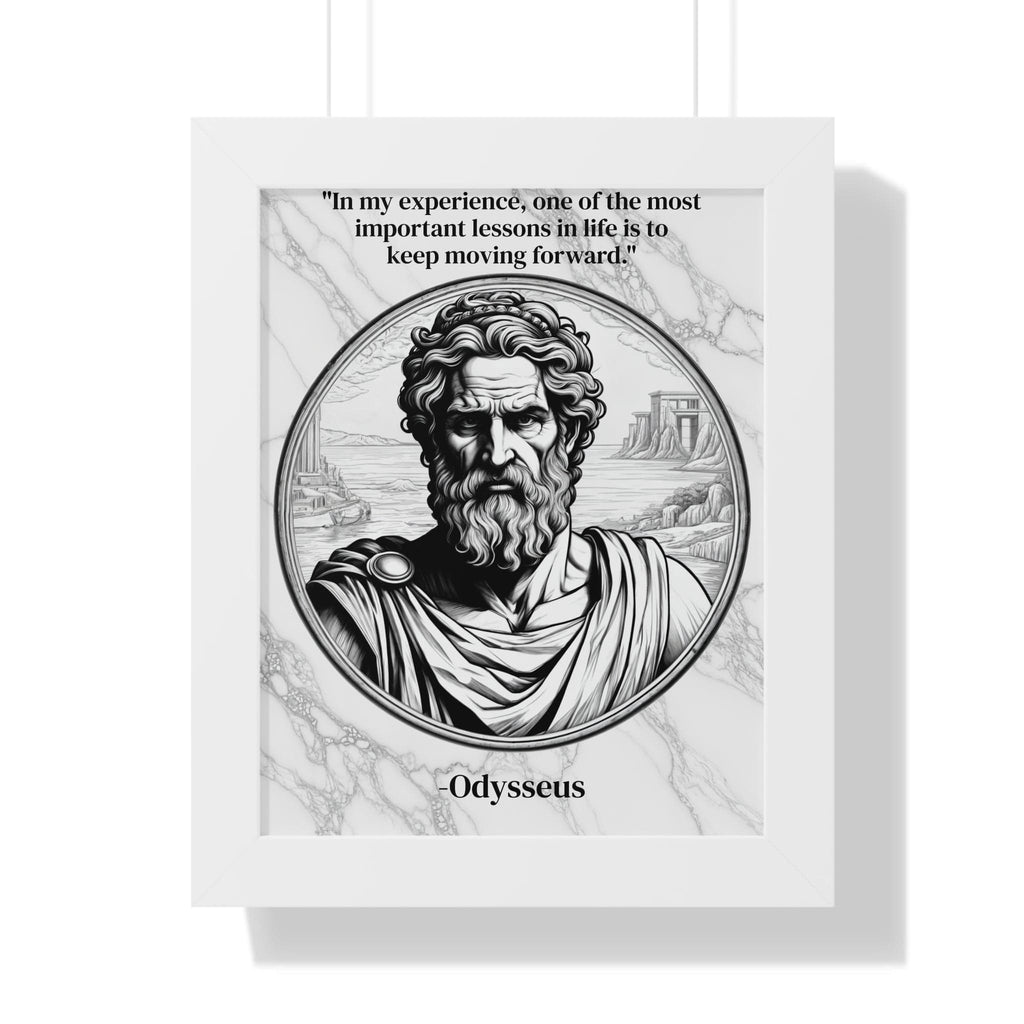 Printify Poster 11" x 14" / White Odysseus Adventure Traveler Inspirational Framed Wall Art Quote for Literary Lovers Hero Decor - Perfect Gift for Epic Poetry Book Fans