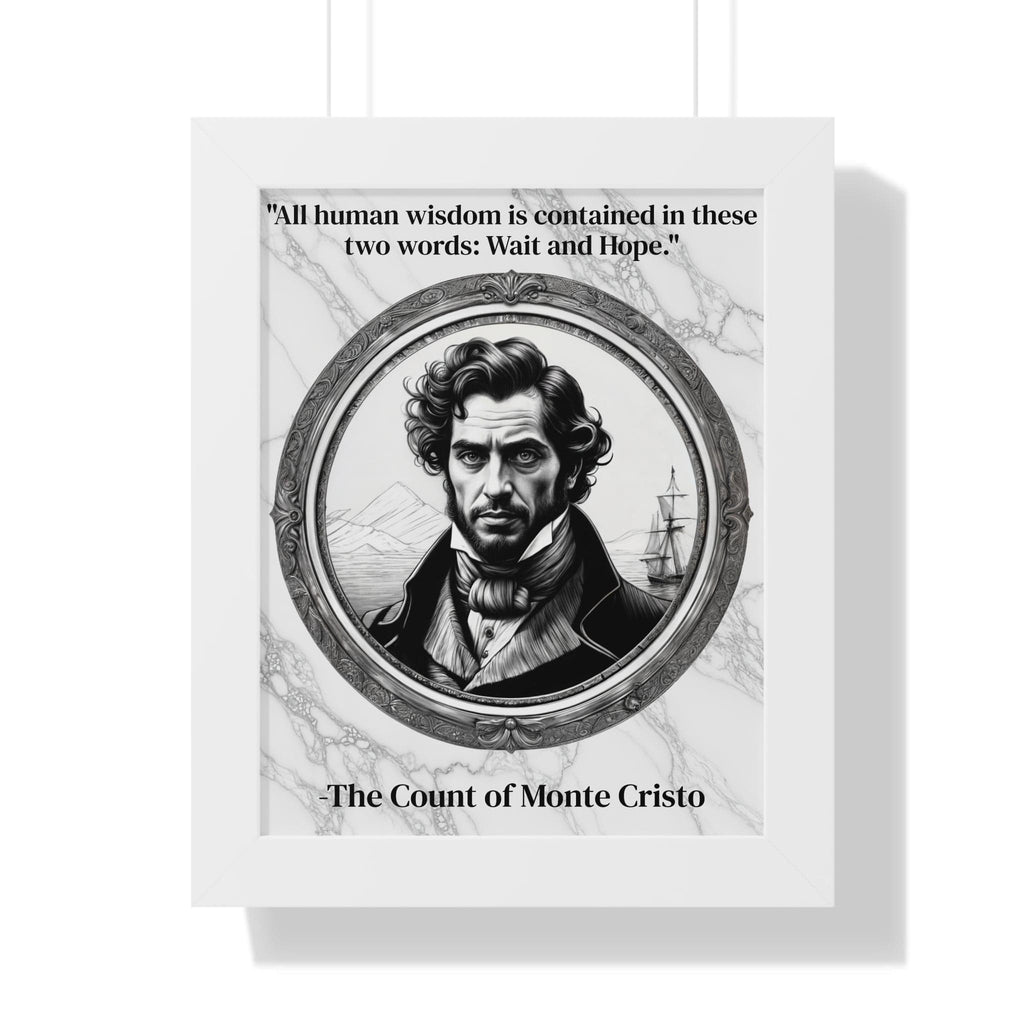 Printify Poster 11" x 14" / White The Count of Monte Cristo Inspirational Quote Decor Framed Wall Art for Home Office Gift - Revenge Quote Print for Classic Literature Lovers