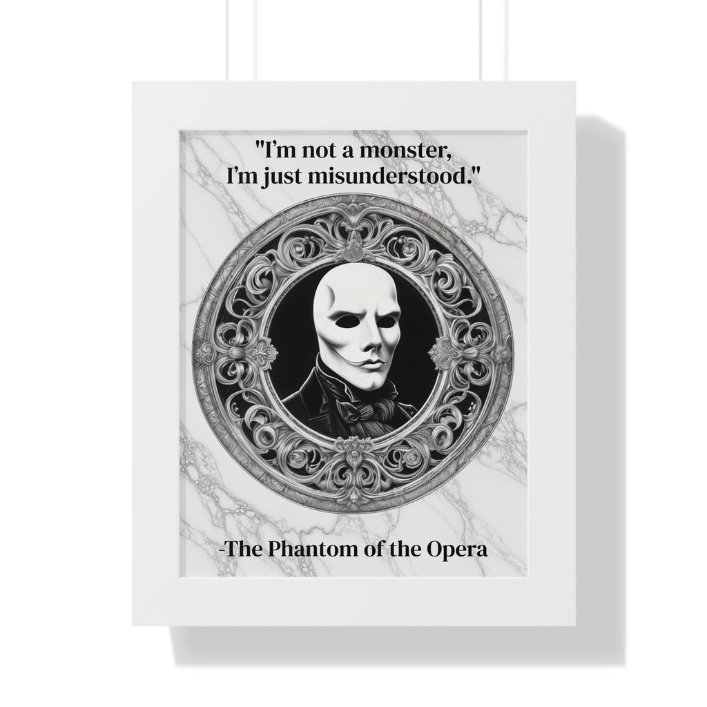Printify Poster 11" x 14" / White The Phantom of the Opera Inspirational Quote Art Decor Framed Wall Art for Home Office Gift - Perfect Quote Print for Music and Mystery Fans