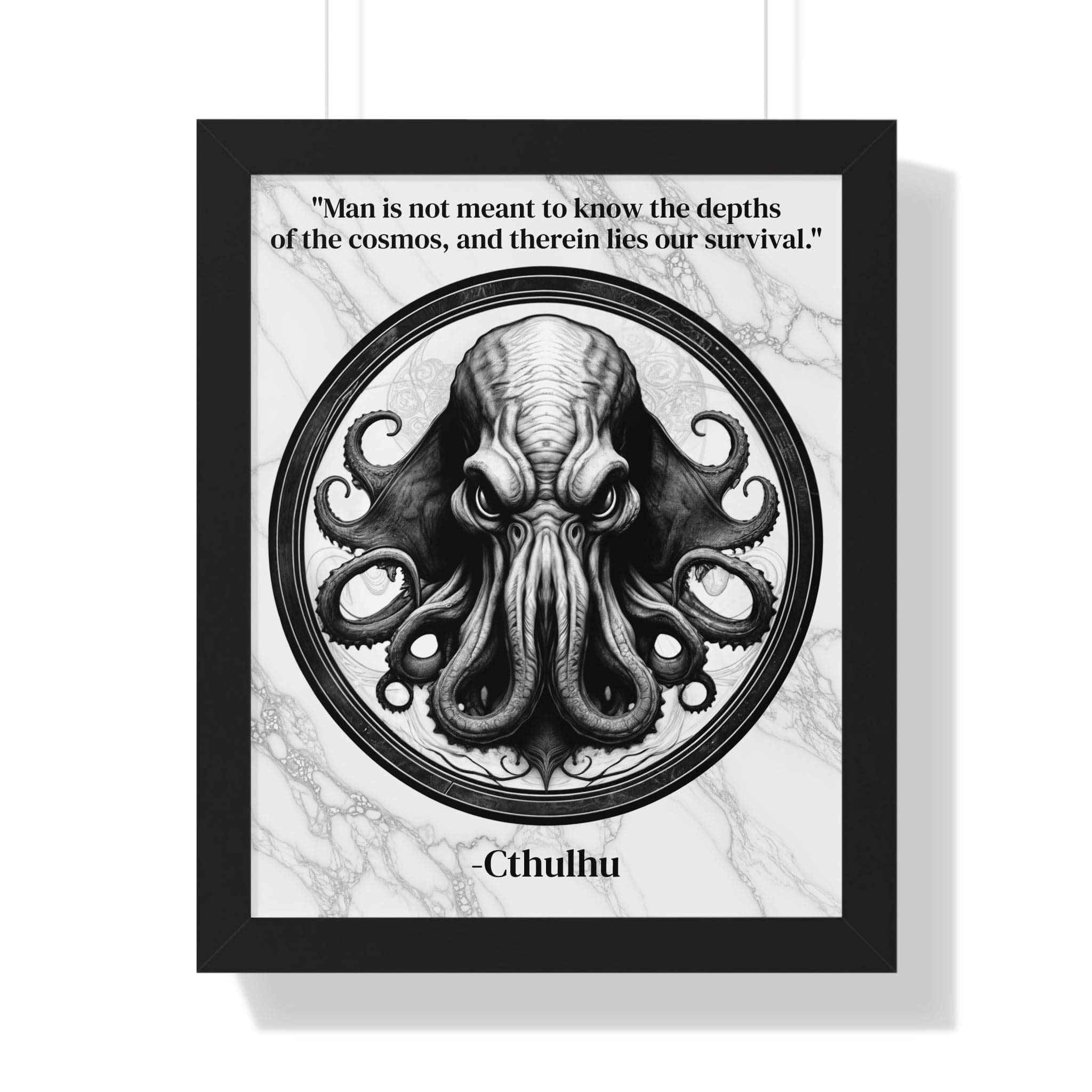 Printify Poster 16″ x 20″ / Black Cthulhu Lovecraft Epic Horror Mythos Framed Wall Art Inspirational Quote for Dark Fantasy Decor - Perfect Gift for Legendary Quest Fans Fan