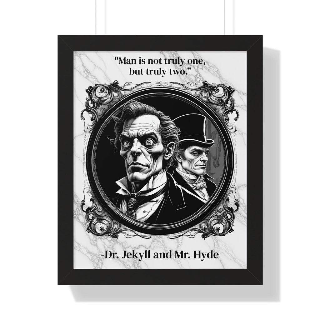 Printify Poster 16″ x 20″ / Black Dr. Jekyll and Mr. Hyde Inspirational Quote Gothic Decor Framed Wall Art for Home Office Gift - Duality Quote Print for Literary Enthusiasts