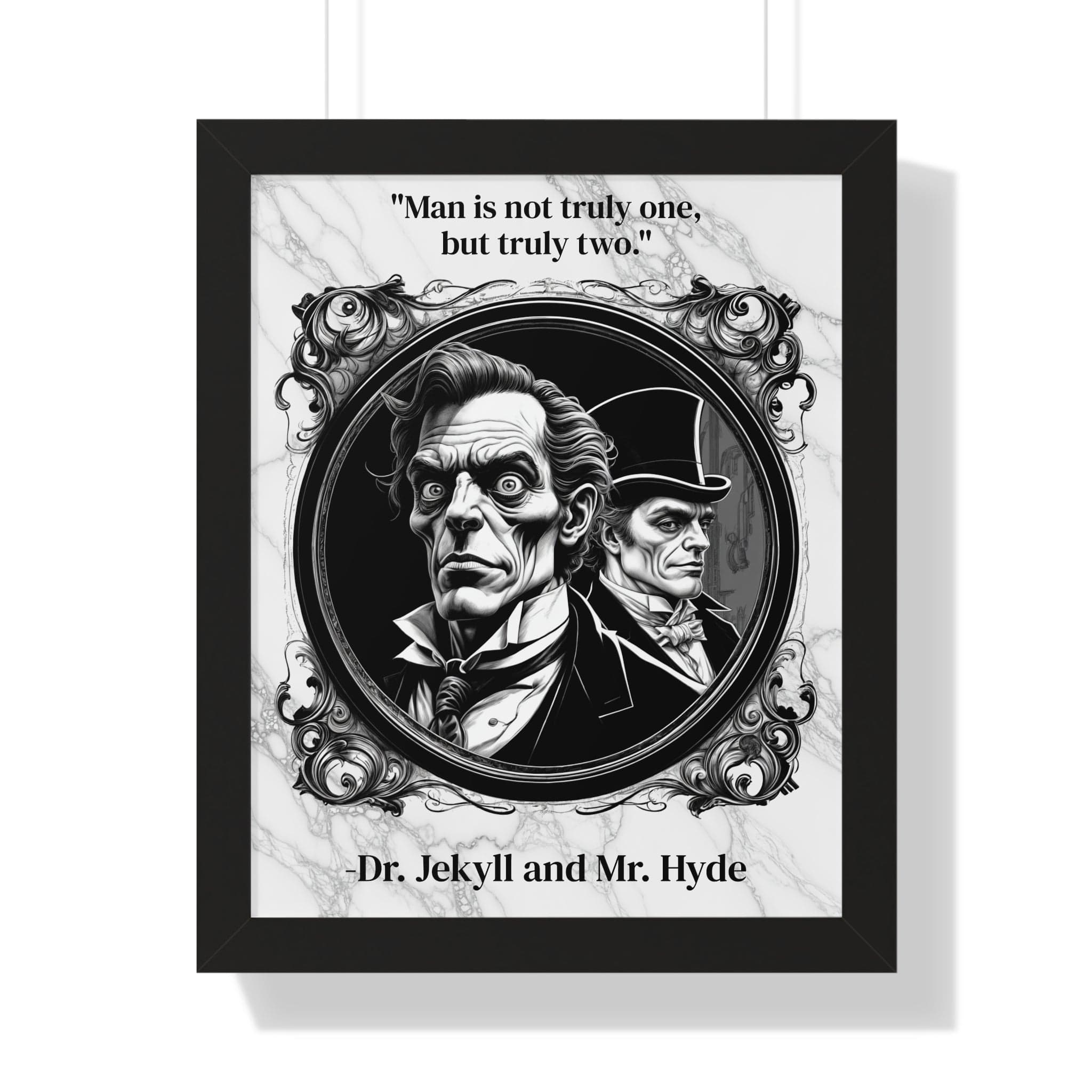 Printify Poster 16″ x 20″ / Black Dr. Jekyll and Mr. Hyde Inspirational Quote Gothic Decor Framed Wall Art for Home Office Gift - Duality Quote Print for Literary Enthusiasts